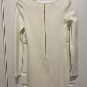 Cream Dress with gold zippers and accents